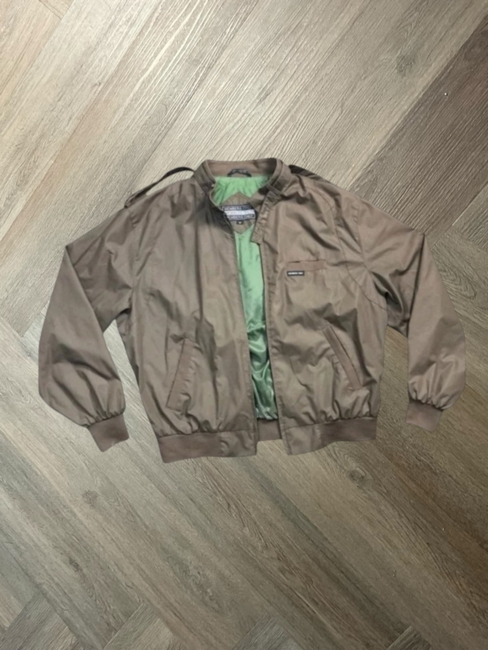 Vintage Members Only Cafe Racer Bomber Jacket Mens‎ Medium Brown Green Lining